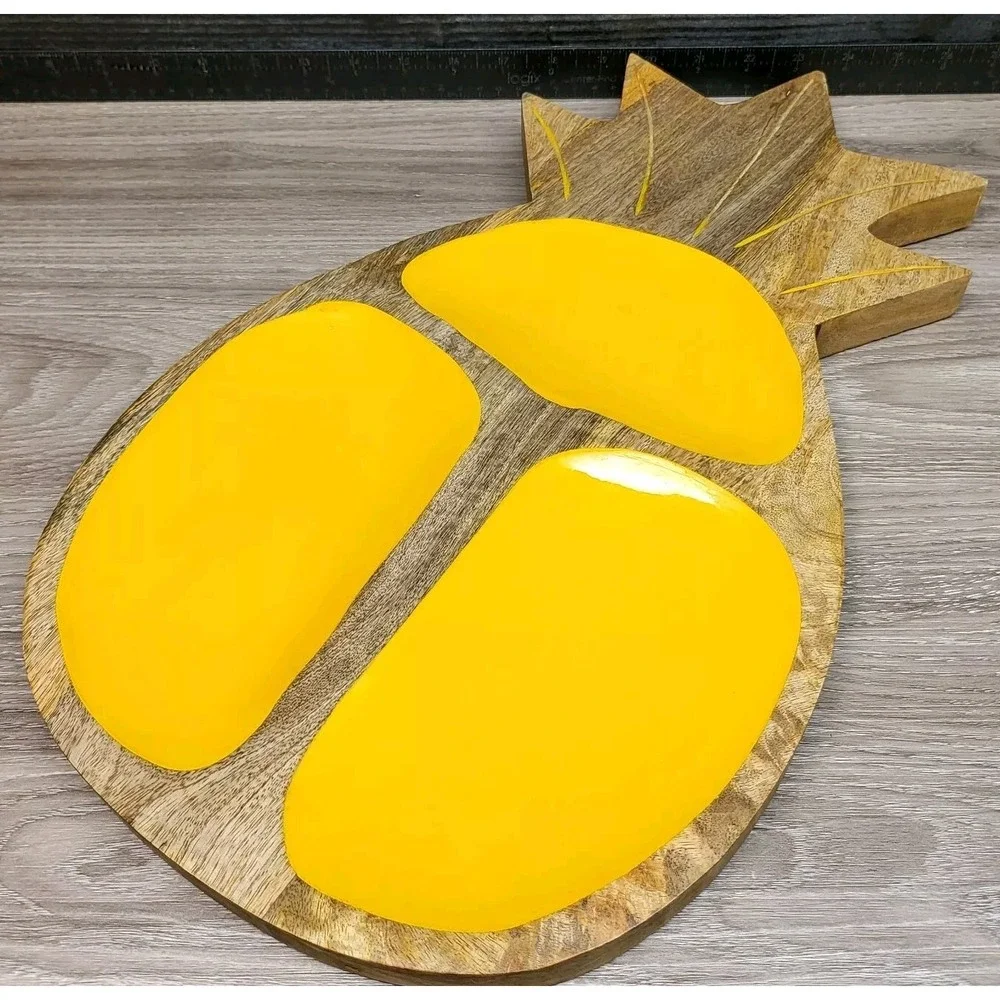 Pineapple Fruit Tray Wooden With Thee‎ Compartments